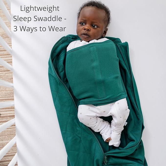 Dreamland Baby Bamboo Viscose Swaddle Blanket (0-6 Months). 1.0 TOG Ultra Soft Swaddle Blanket w/Built in Band. 97% Viscose, 3% Spandex (Forest). Mom-Owned US Business, Premium Materials