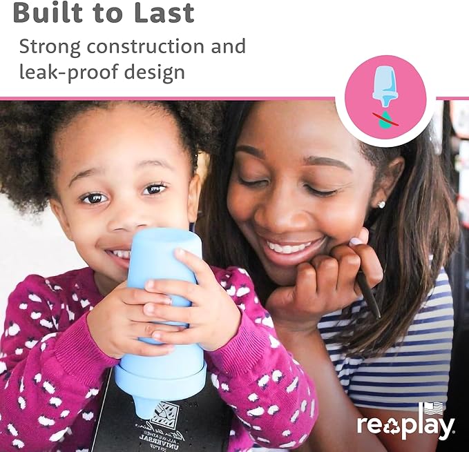 Re-Play Sippy Cups for Toddlers - 10 Oz. Reusable Spill Proof Cups for Kids, Dishwasher/Microwave Safe - Made in USA - Set of 4-3.13" x 6.25" - Modern Blush
