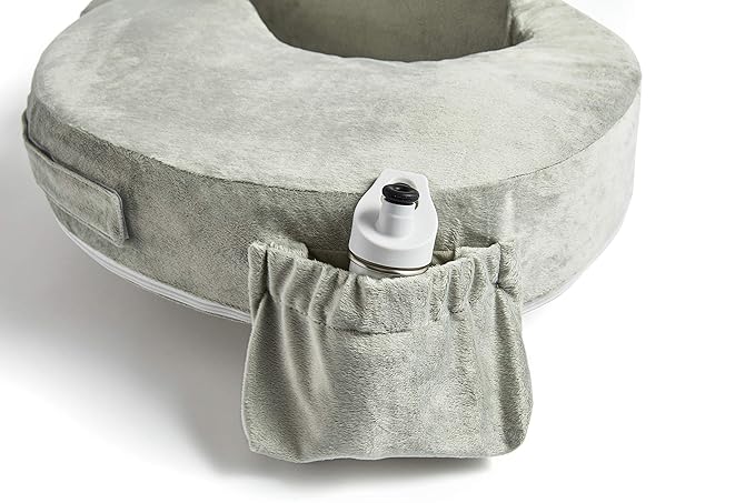 My Brest Friend Super Deluxe Nursing Pillow - Enhanced Comfort & Ergonomic Breastfeeding Pillow for Ultimate Support For Mom & Baby - Adjustable and with Handy Side Pocket, Platinum