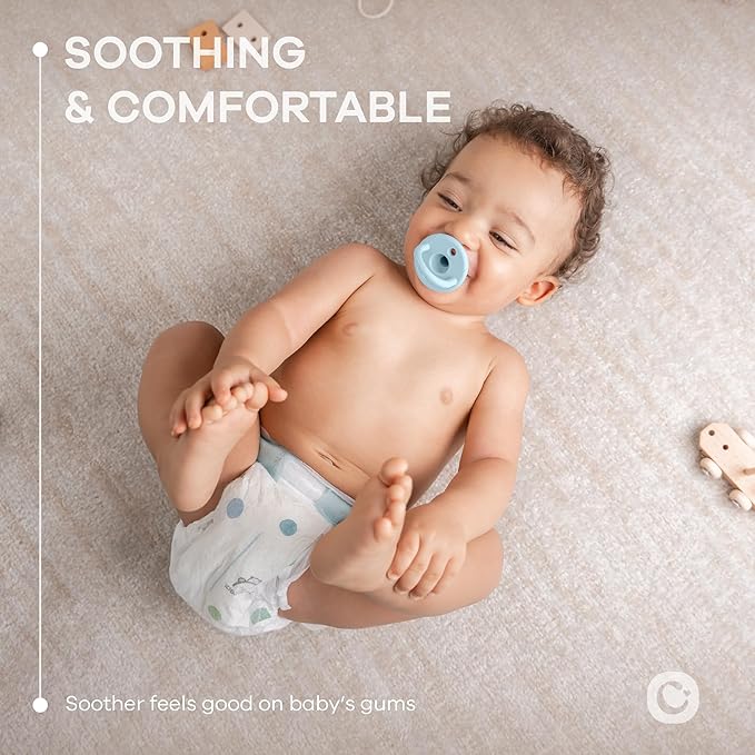Comfy Cubs Baby Pacifiers, 5 Pack for 0+ Months - Soft Breast-Like Nipple Shape - CPSIA Compliant Silicone Pacifier for Newborns - Girl Pack Baby Essentials - Ideal Newborn Gift Set - Multicolor Boy