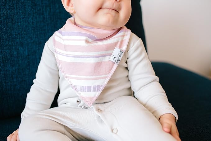 Copper Pearl 4 Pack Soft Cotton Baby Bibs for Drooling and Teething, Absorbent Drool Bibs for Baby Girl and Boy, Adjustable to Fit Newborns to Toddlers, Tons of Styles (Sage)