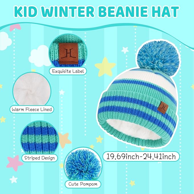 FZ FANTASTIC ZONE Kids Toddler Winter Hat Beanie with Warm Fleece Ski Baby Hats for 2-7 Years Skull Cap Baby Boys Girls Gifts