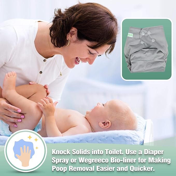 wegreeco Cloth Diapers 6 Pack with 6 Inserts, Washable Cloth Diapers for Babies, One Size Adjustable Reusable (with 1 Wet Bag,Boy Prints)