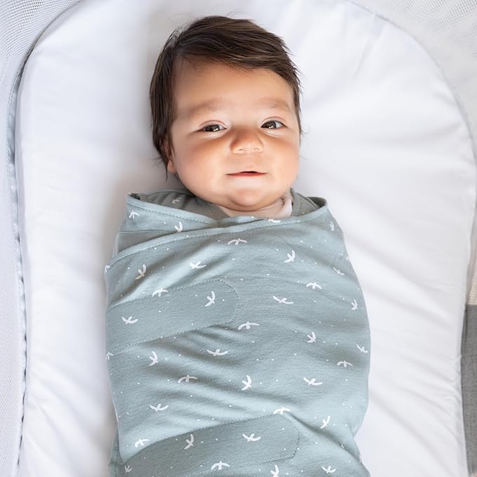 HALO 100% Cotton Sleepsack Swaddle, 3-Way Adjustable Wearable Blanket, TOG 1.5, Birds, Newborn, 0-3 Months