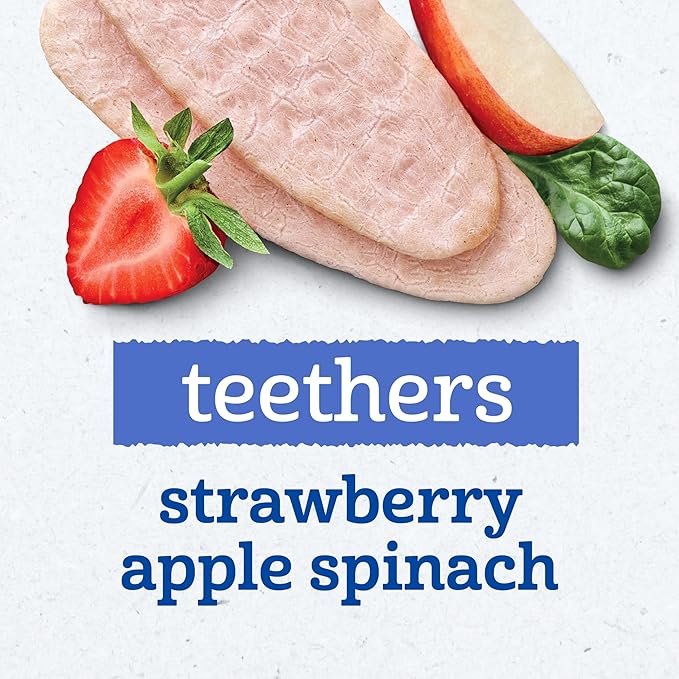 Gerber Teethers, Strawberry Apple Spinach Gentle Teething Wafers, Baby Teething Snacks, 6PK