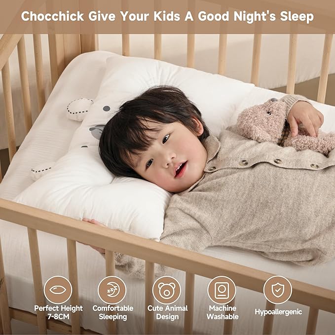 Choc chick Pillow, 20X12inches Machine Washable Soft Hypoallergenic Pillows (Bear, 1 Count (Pack of 1))