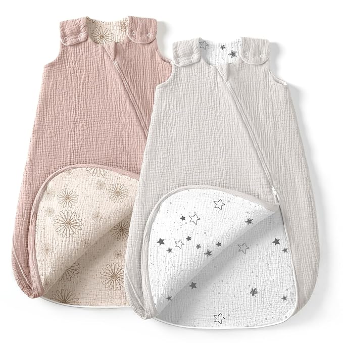 lulumoon Sleep Sack Muslin for Baby: Cotton Wearable Blanket for 3-9 Months - Soft Lightweight Ideal for Nursery Lounge Nighttime Naptime