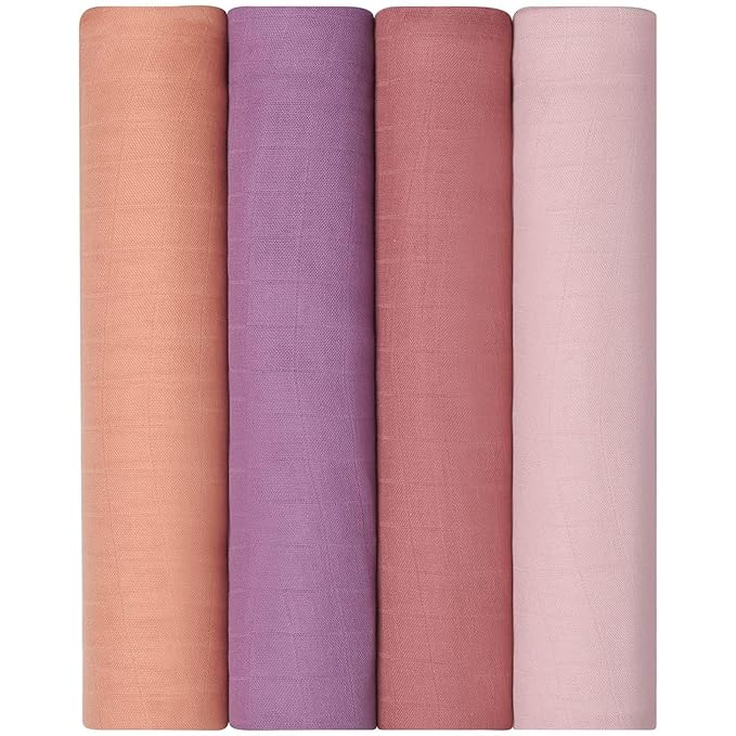 Momcozy Muslin Swaddle Blanket, 4 Pack Large 47 X 47 Inches Breathable Swaddling Receiving Blankets for Baby Boy & Girl, Soft and Skin-Friendly Unisex Baby Blankets