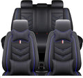 Leather Car Seat Covers Fit for LR Defender 2020-2025, 5 Seater Waterproof and Wear-Resistant Seat Cover Interior Accessories(Full Set with Pillow,Black&Blue)