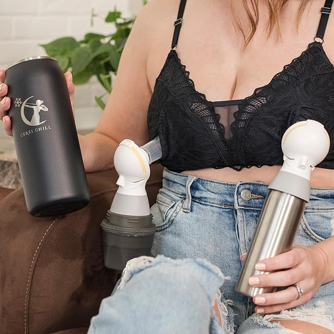 CERES CHILL OG Breastmilk Chiller Bundle with Straw Lid & Infuser – 12–34oz Portable Breast Milk Cooler & 2 Storage Bottles with Universal Pump Adapters – Dawn - Special Edition