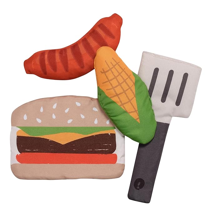 Lambs & Ivy Interactive 2-n-1 Soft Toddler Hamburger/Barbeque Pillow Play Set