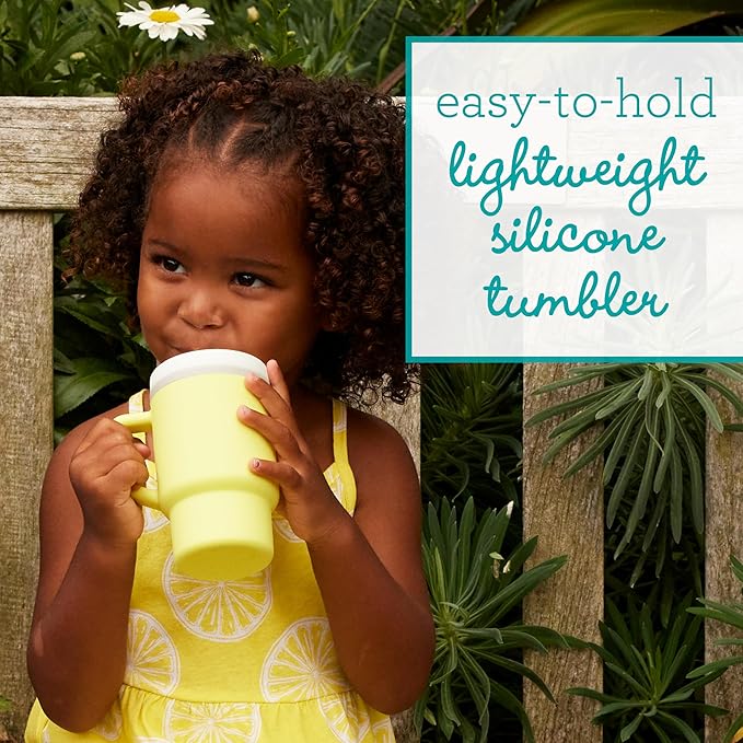 Infantino My 1st Tumbler, Silicone Sippy Cup with Straw & Handle, Spill-Resistant Baby Cup for On-the-Go, BPA-Free Transition Bottle, Citrus