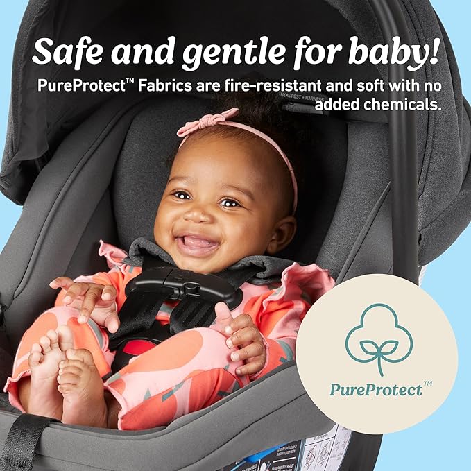 Graco Gomax Infant Car Seat, Orchid Haze, Lightweight, Reclining Rear Facing Car Seat Installs with or Without a Base