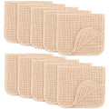 Comfy Cubs Muslin Burp Cloths 20" x 10", Pack of 10 - Large, 6-Layer, Ultra Absorbent 100% Cotton for Baby Drool and Messes - Soft, Safe & Gentle Baby Burp Cloths for Boys & Girls - Cream