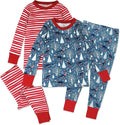 HonestBaby 4 Piece Pajamas Sleepwear Pjs 100% Organic Cotton for Infant Baby and Toddler Boys, Girls, Unisex