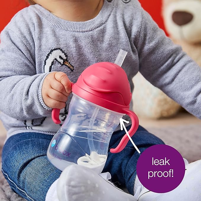 b.box Sippy Cup with Weighted Straw. Drink from any Angle, Leak Proof, Spill Proof, Easy Grip. BPA Free, Dishwasher Safe. For Babies 6m+ to Toddlers (Boysenberry, 8oz)
