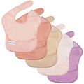 Tiny Twinkle Mess Proof Baby Bibs for Eating – Waterproof, Wipeable Toddler Bibs with Pocket – Baby Food Bibs for Girls & Boys(5 Pack, Girl Spring)
