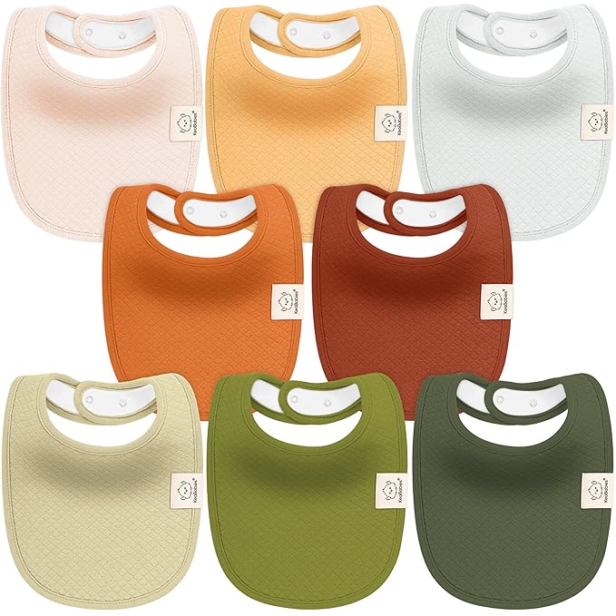KeaBabies 8-Pack Organic Baby Bibs for Girls, Boys - Quilted Cotton Cloth Baby Drool Bibs for Drooling and Teething Toddler, Newborn, Infant, Soft & Super Absorbent (Sahara)