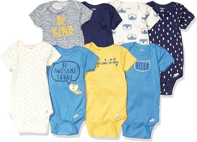 Gerber unisex-baby 8-pack Short Sleeve Onesies Bodysuits