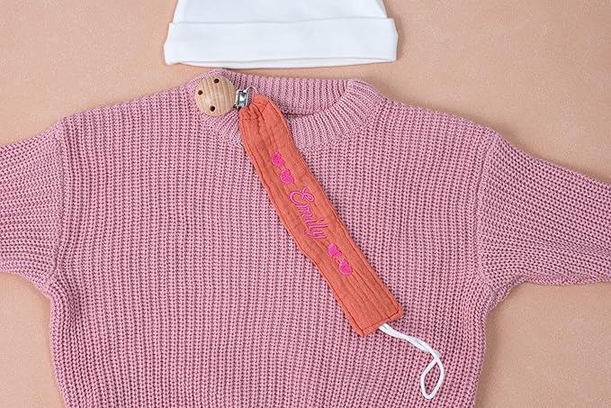 Personalized Bohemian Pacifier Clip Embroidered with Name is The Perfect Newborn Gift Made from eco-Friendly Bamboo! (Grass Green)