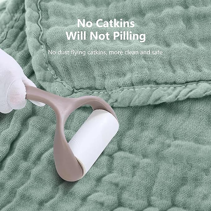 SWEET DOLPHIN 12 Pack Muslin Burp Cloths Large 100% Cotton Hand Washcloths for Baby - Baby Essentials Extra Absorbent and Soft Boys & Girls Milk Spit Up Rags - Dark Green, 20" X10"
