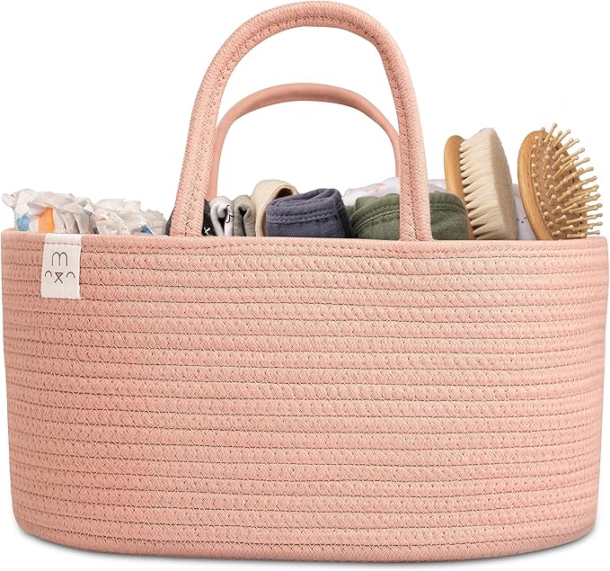 Natemia Baby Diaper Caddy Organizer - Baby Shower Basket for Gifts - Nursery Storage for Diapers, Wipes, Breast Pump - Portable Organizer and Gift Bag - Newborn Essentials