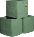 NaturalCozy 13x15x13 Kallax Storage Cubes Bins, 3 Pack | Cotton Rope Cube Storage Bin Woven Baskets for Organizing | Kallax Insert Storage Baskets for Shelves Organizer, Kids Toy, Closet Baby Nursery