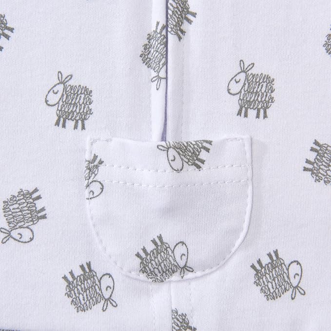 HALO 100% Cotton Sleepsack Swaddle, 3-Way Adjustable Wearable Blanket, TOG 1.5, Lamb Scribble White, Newborn, 0-3 Months