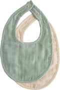 mushie Muslin Baby Bib | Soft Cotton for Infant Drips, Drools & Feedings | Adjustable Fit | 2 Pack