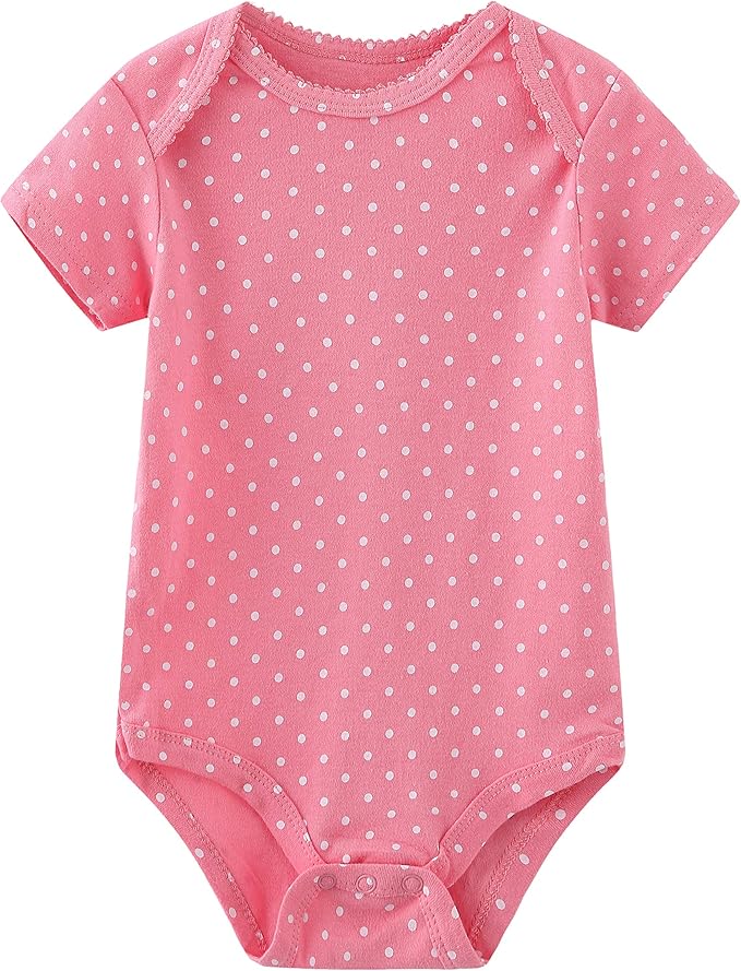 Kiddiezoom Newborn Baby Unisex Cotton One-Piece Bodysuits Baby Gift 5-Pack Baby Clothes