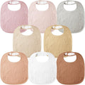 Bearmoss Muslin Baby Drooling Bibs 8 Pack, 100% Cotton Square Adjustable Bandana Bibs Gift for Baby Girls Boys Teething Drool