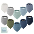 Yoofoss Muslin Baby Bibs 10 Pack 100% Organic Cotton 6-Layer Soft Absorbent Drool Bandana Baby Bibs for Drooling and Teething for Boys and Girls, Gradient Blue