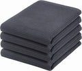 PurpleEssences Waffle Weave Kitchen Towel, 100% Cotton - 15 x 25 Inches, with Hanging Loop Ultra Soft Absorbent Quick Drying Dish Cloth, Tea and Hand Towels, 4 Pack - Fall Thanksgiving - Dark Grey