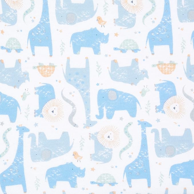HALO 100% Cotton Sleepsack Swaddle, 3-Way Adjustable Wearable Blanket, TOG 1.5, Blue Safari, Small, 3-6 Months