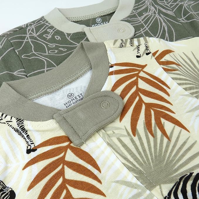 HonestBaby Baby Sleep N' Play One-Piece Zip-Front Footed Organic Cotton Pajama Sleeper